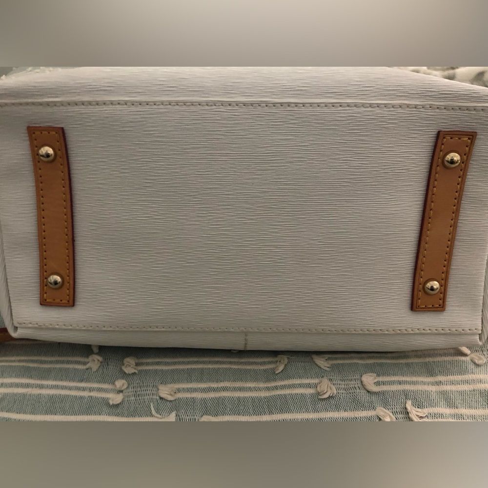 #4. Dooney & Bourke Epi Leather White Tan Double Zip Outer Pockets Satchel - Picture 7 of 12